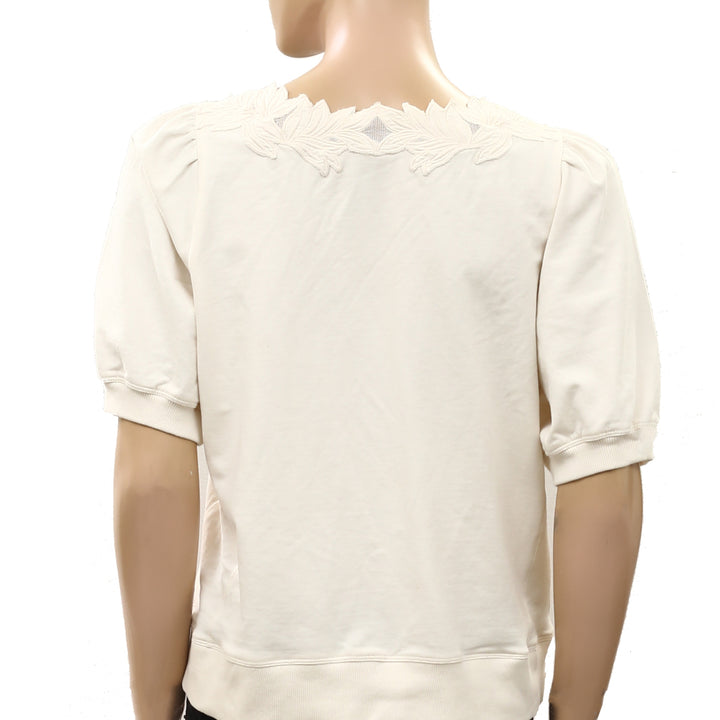 By Anthropologie Deco Crop Pullover Blouse Top