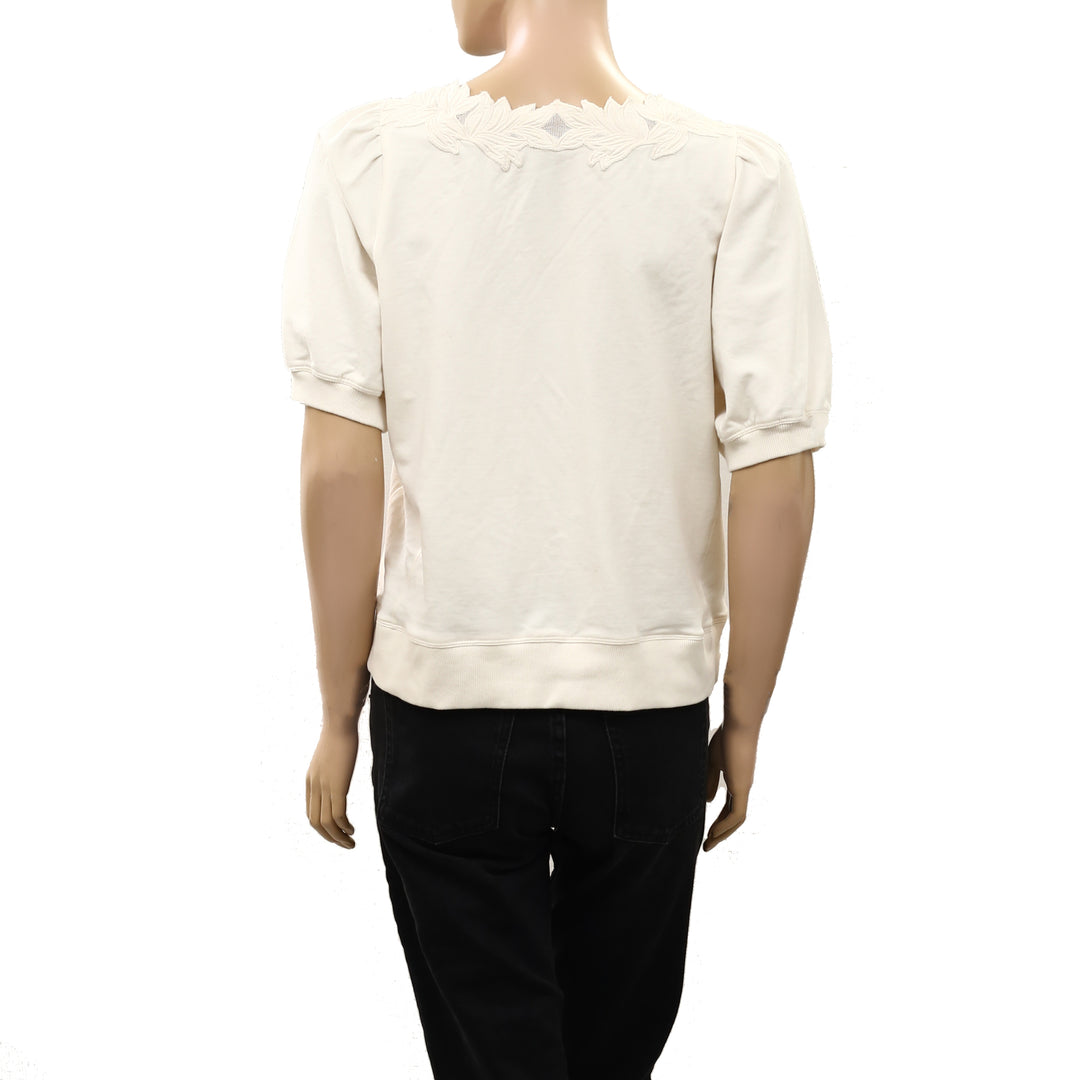 By Anthropologie Deco Crop Pullover Blouse Top