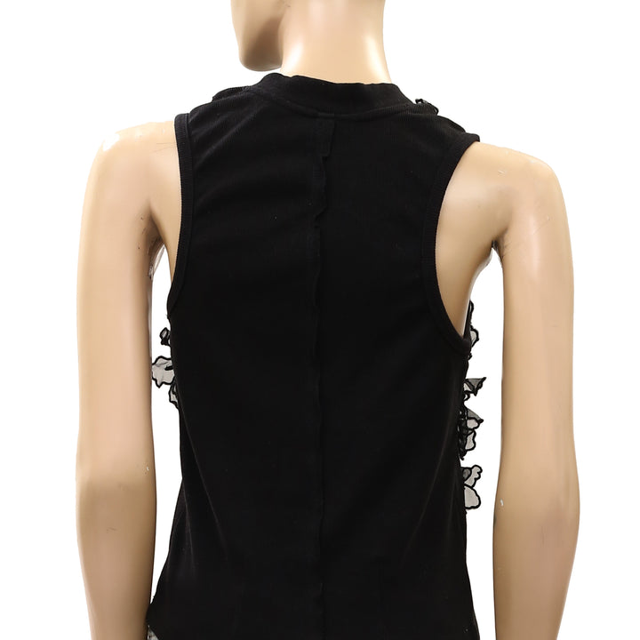 By Anthropologie Sleeveless 3D Floral Applique Blouse Top
