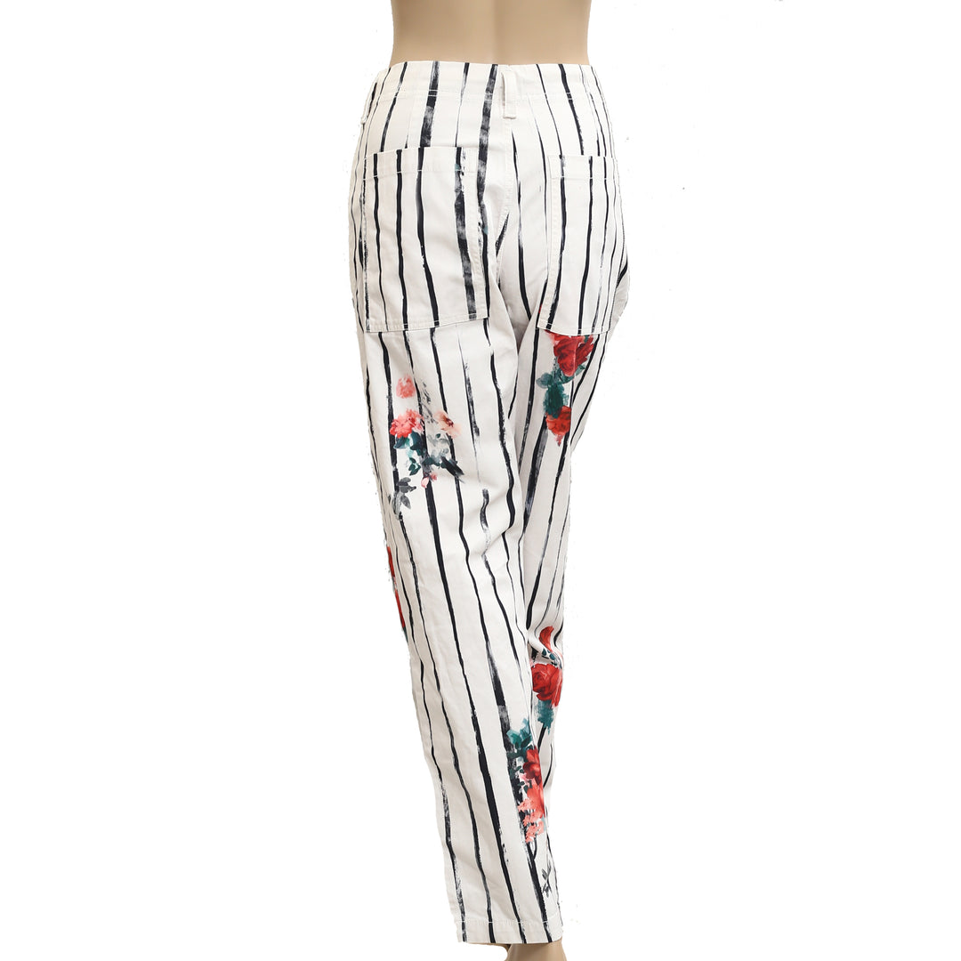 Anthropologie striped Floral Printed Trouser Pants