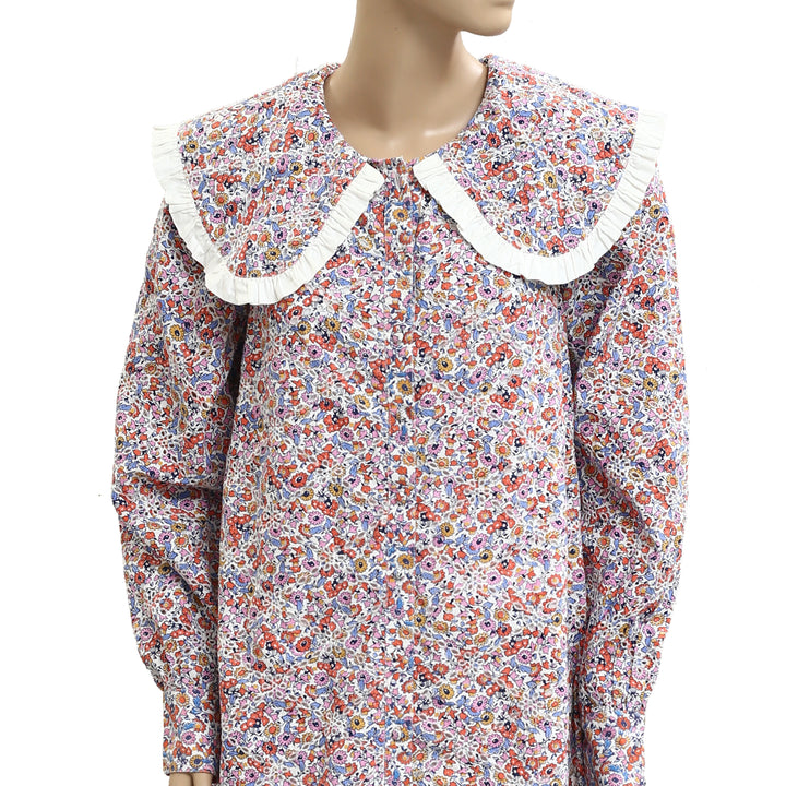 By Anthropologie Long-Sleeve Collared Mini Dress