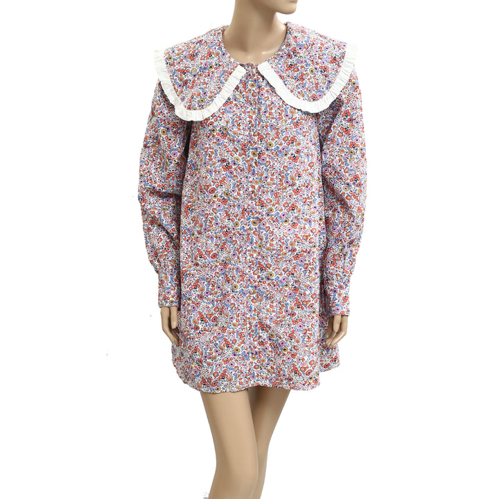 By Anthropologie Long-Sleeve Collared Mini Dress