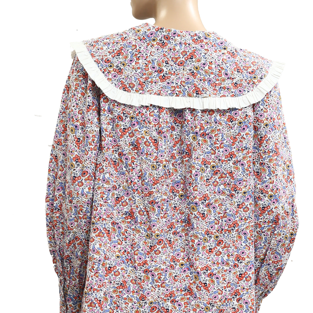 By Anthropologie Long-Sleeve Collared Mini Dress