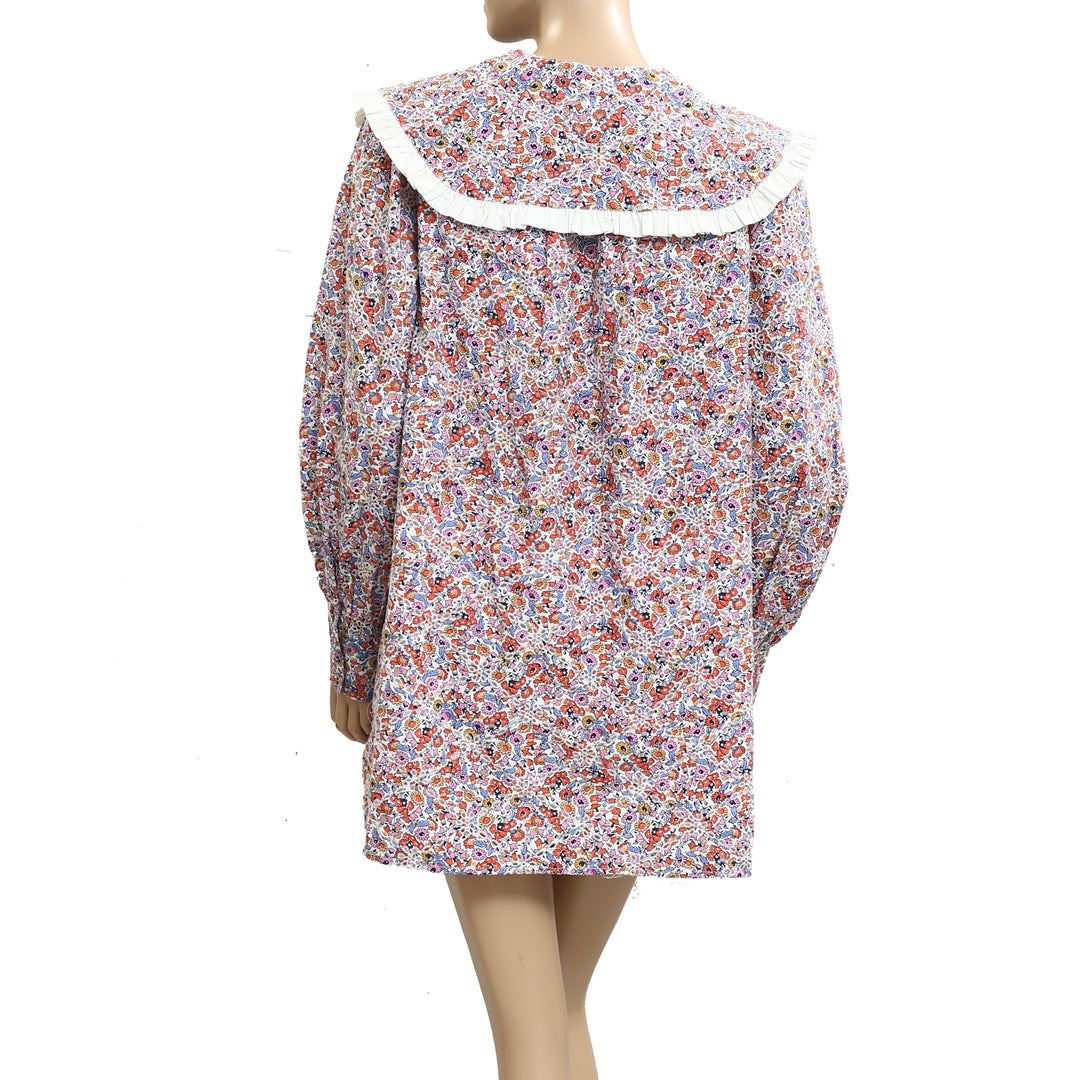 By Anthropologie Long-Sleeve Collared Mini Dress