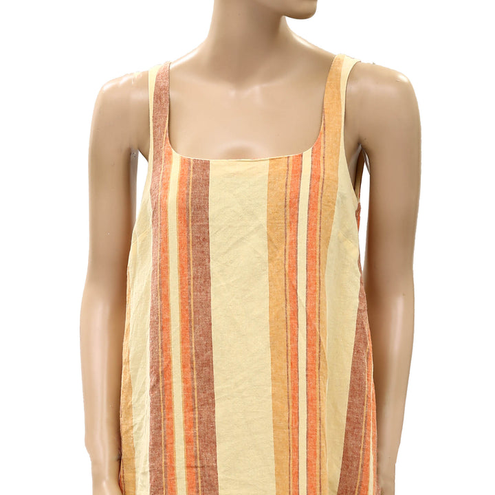 Free People Free Est Breezy Linen Striped Printed Mini Dress