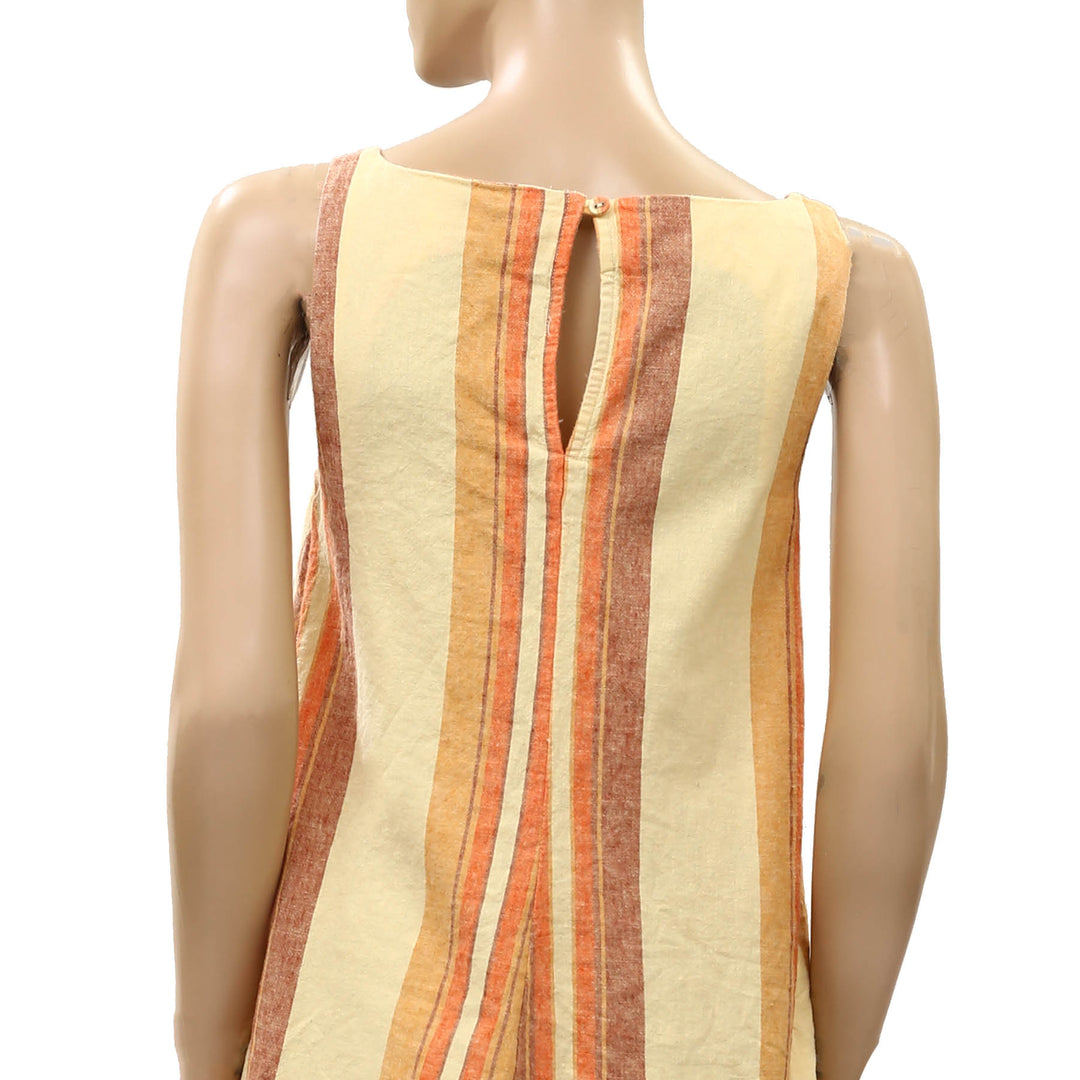 Free People Free Est Breezy Linen Striped Printed Mini Dress
