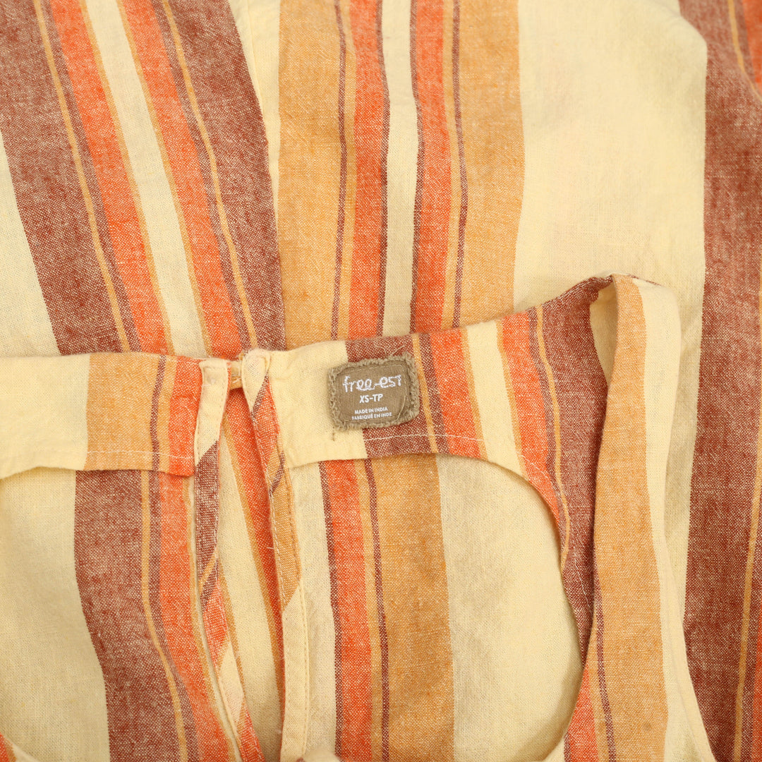 Free People Free Est Breezy Linen Striped Printed Mini Dress