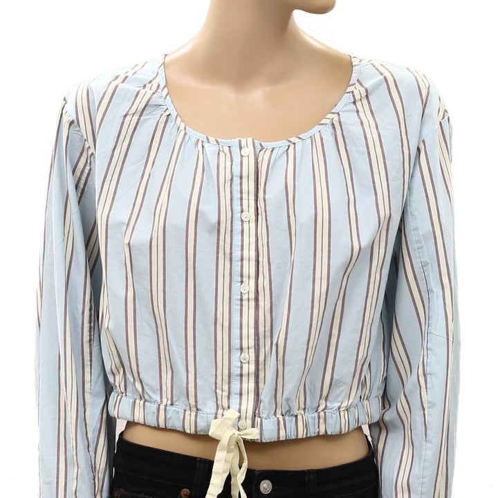 Anthropologie LyreBird Long Sleeve Buttondown Bubble Blouse Top