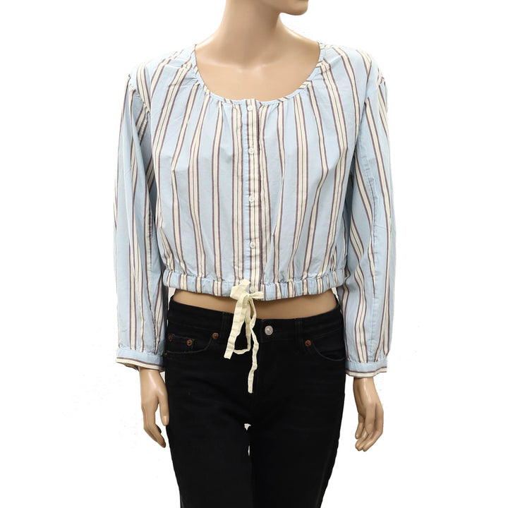Anthropologie LyreBird Long Sleeve Buttondown Bubble Blouse Top