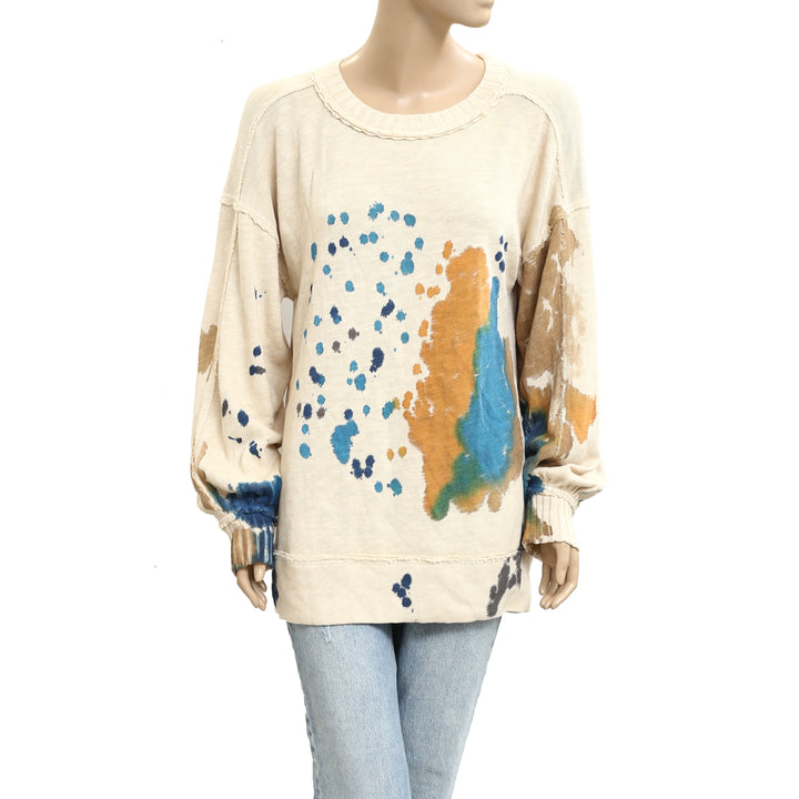 Anthropologie Tie Dye Crew Neck Sweatshirt Pullover Top