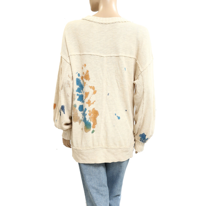 Anthropologie Tie Dye Crew Neck Sweatshirt Pullover Top
