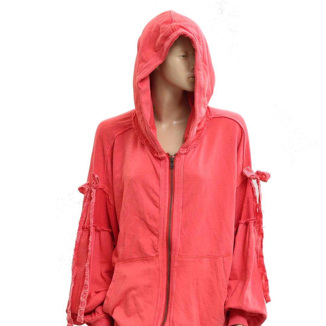 Free People Bow Girl Sweatshirt Hoodie Jacket Top