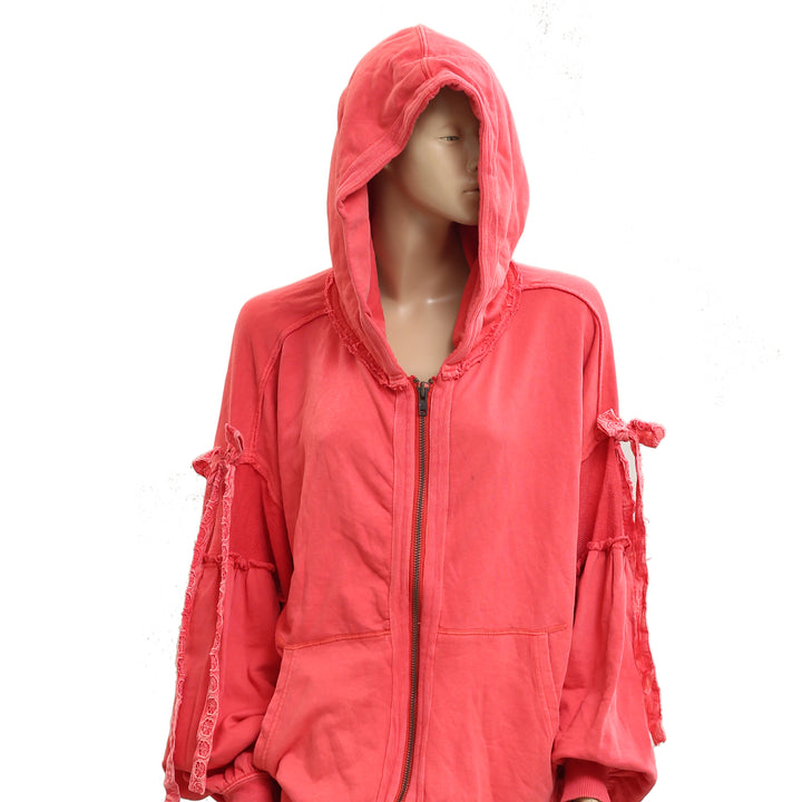 Free People Bow Girl Sweatshirt Hoodie Jacket Top