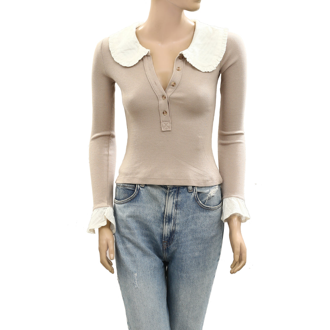 By Anthropologi Pilcro The Keira Collared Button-Front Blouse Top