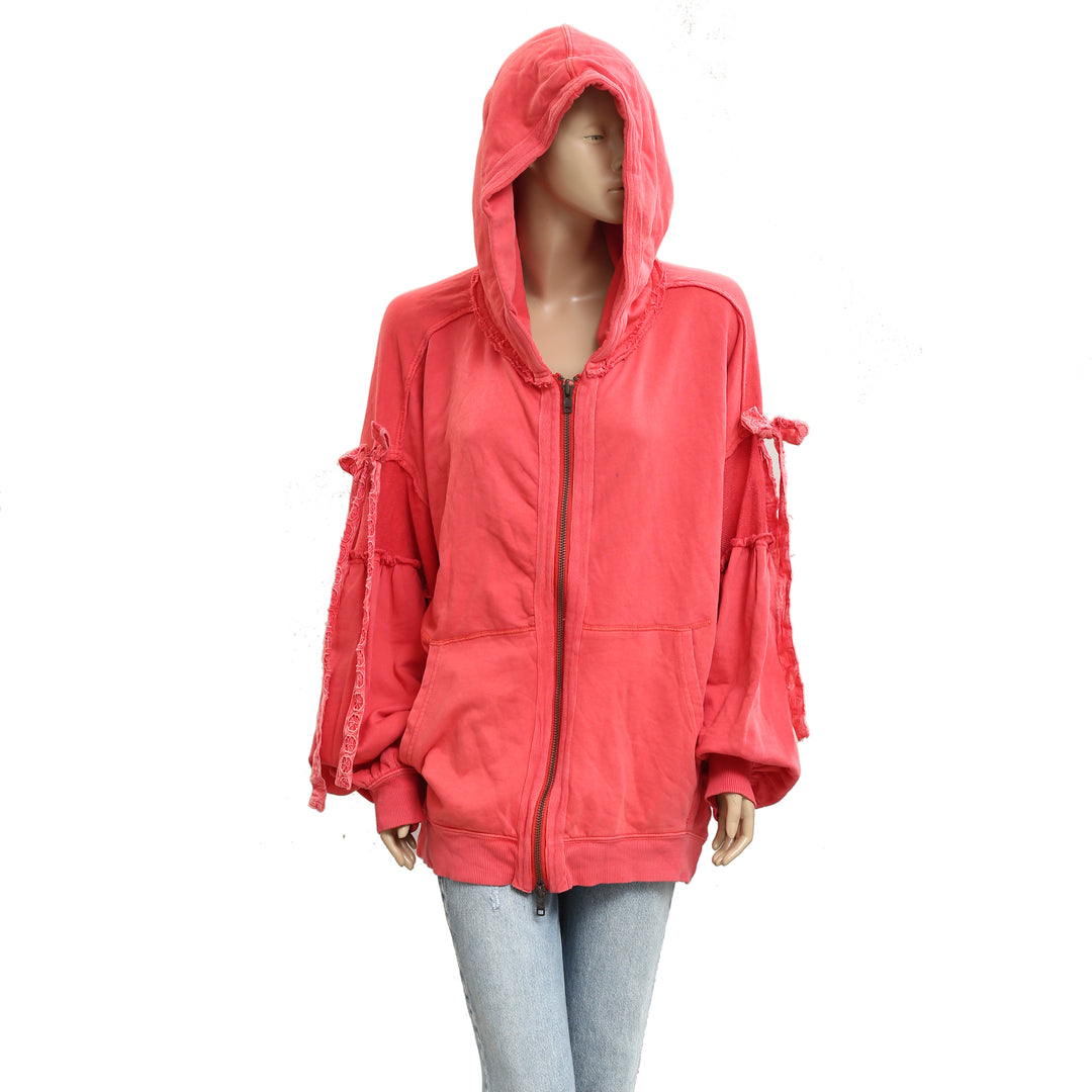 Free People Bow Girl Sweatshirt Hoodie Jacket Top