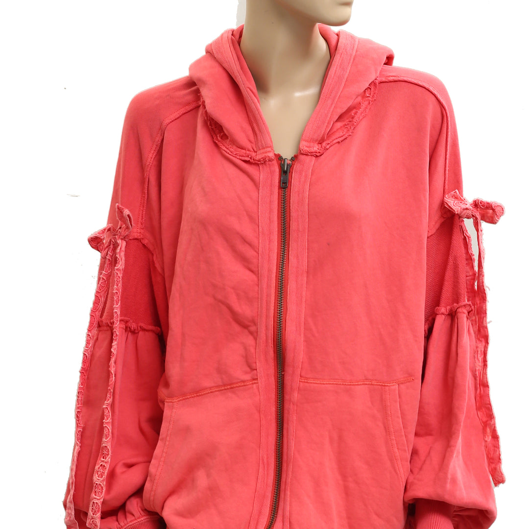 Free People Bow Girl Sweatshirt Hoodie Jacket Top