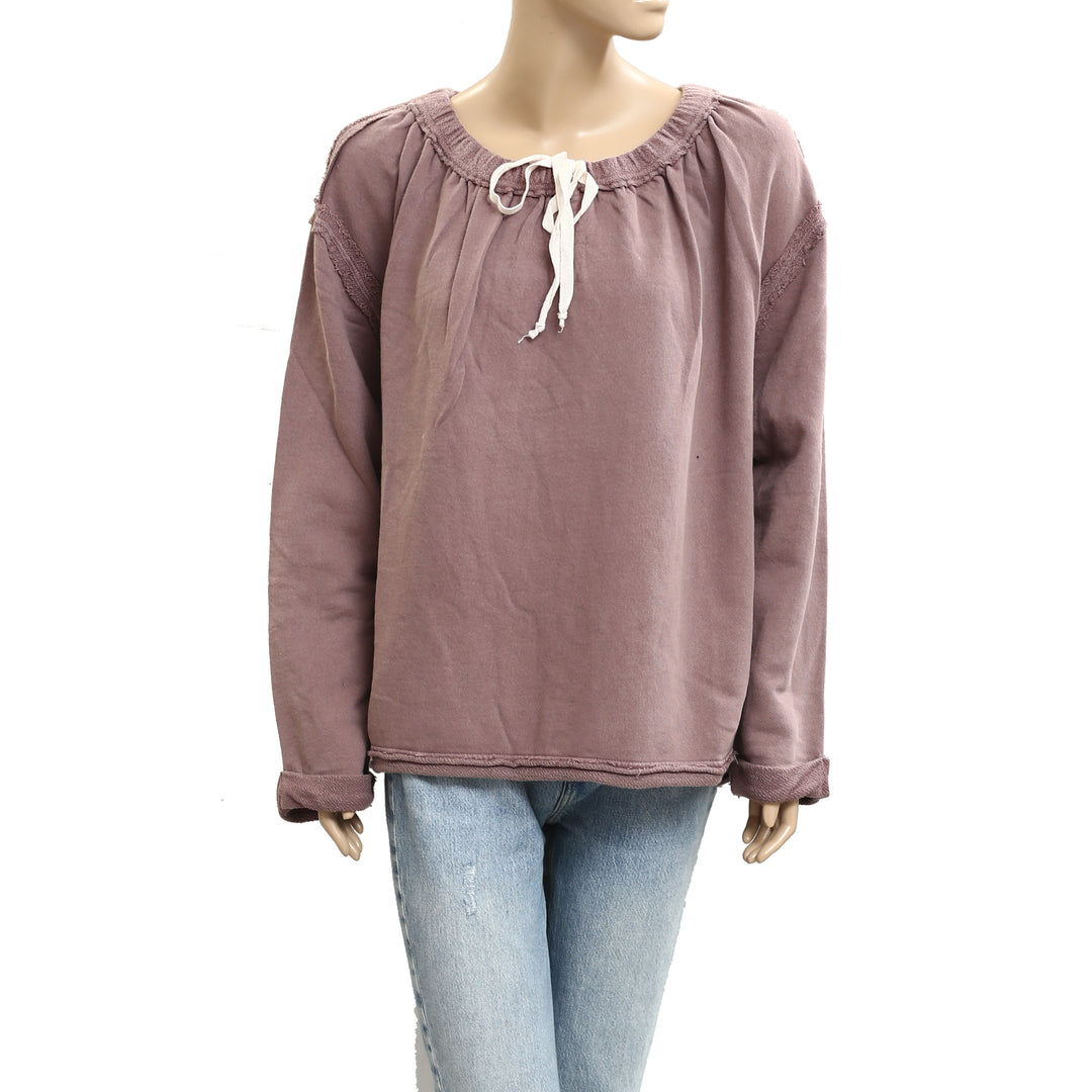 Free People Picnic Sweatshirt Blouse Top