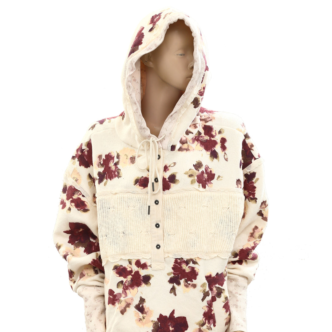 Free People Bali Bring Me Roses Sherpa Pullover Hoodie Top