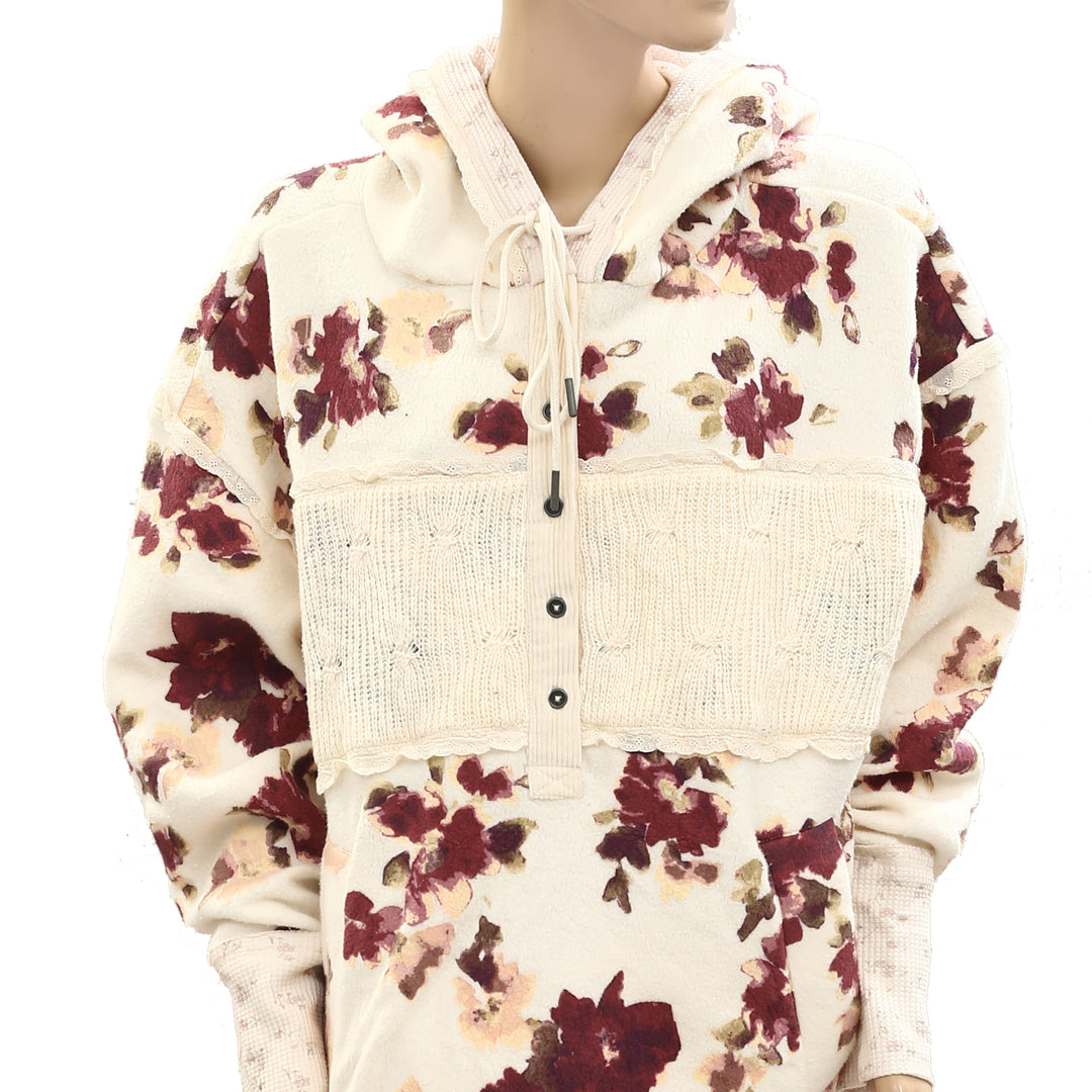 Free People Bali Bring Me Roses Sherpa Pullover Hoodie Top