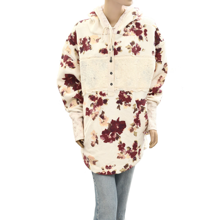 Free People Bali Bring Me Roses Sherpa Pullover Hoodie Top