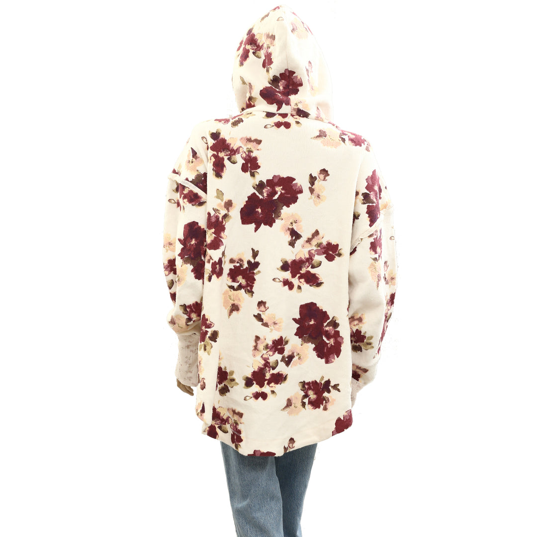 Free People Bali Bring Me Roses Sherpa Pullover Hoodie Top