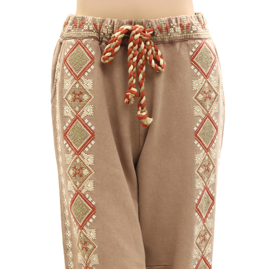 Free People Woodlands Embroidered Knit Pants