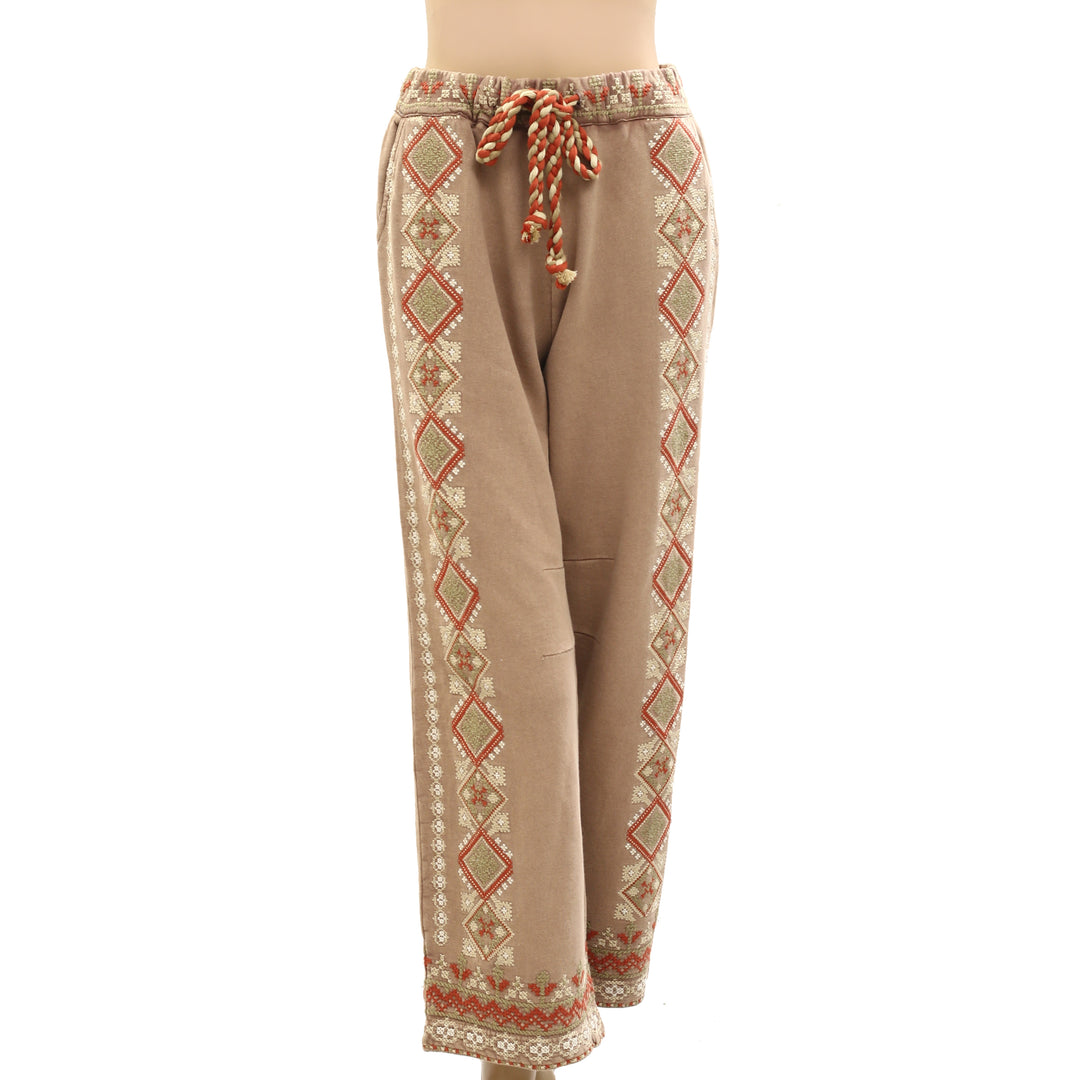 Free People Woodlands Embroidered Knit Pants