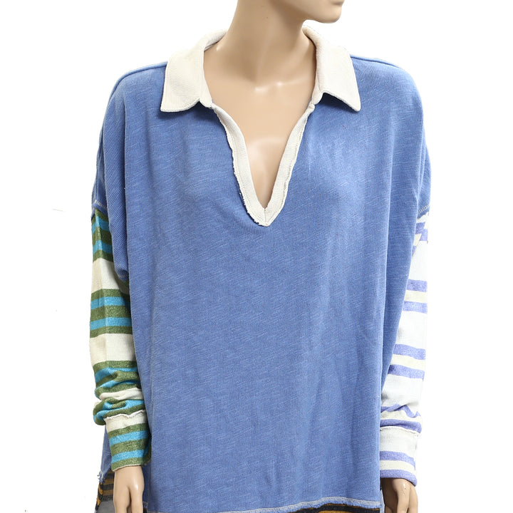 Free People we The Free Striped Print Pullover Sweatshirt Tunic Top