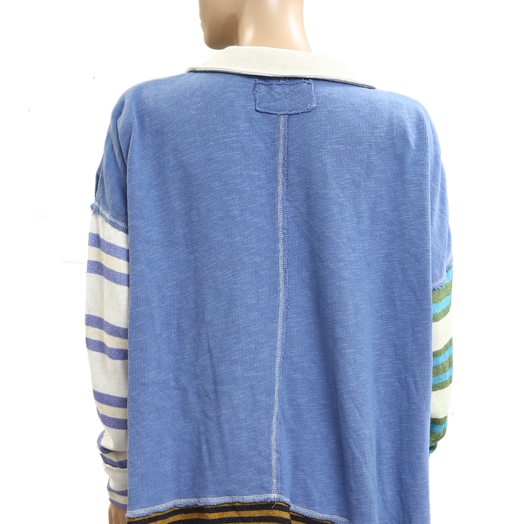 Free People we The Free Striped Print Pullover Sweatshirt Tunic Top