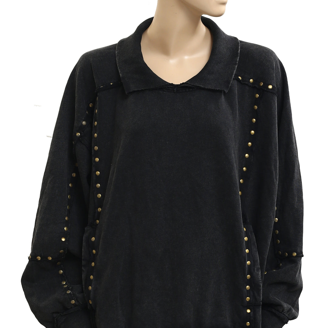 Free People We The Free Studded Pullover Sweatshirt Top