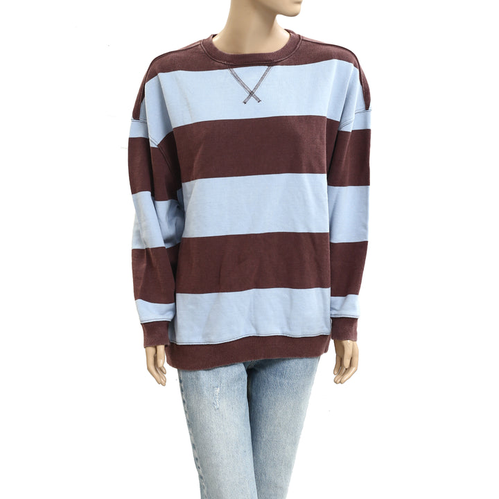 Free People We The Free Classic Strip Crewneck Sweatshirt Top