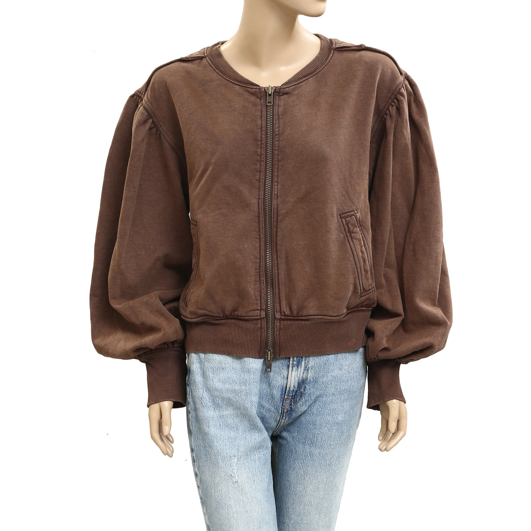 Free People Okayyy Sweatshirt Bomber Jacket Top