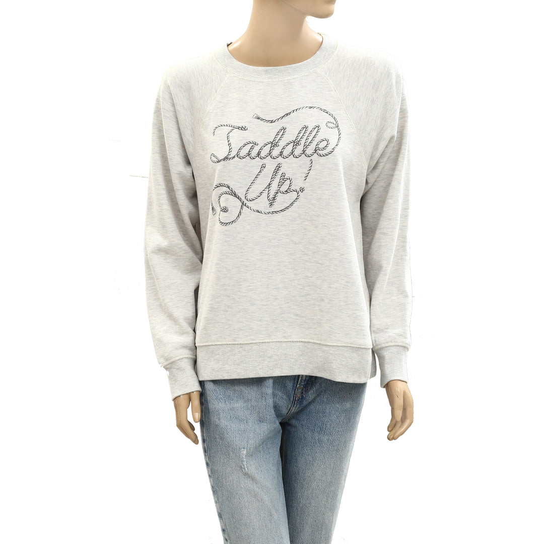 By Anthropologie Crew-Neck Graphic Sweatshirt Top