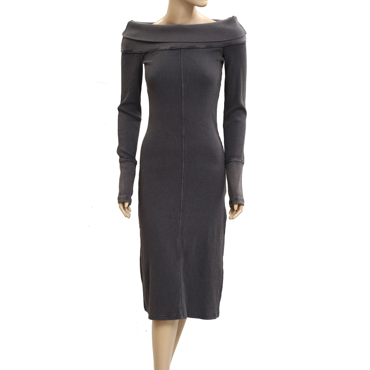 BDG Urban Outfitters off-the Shoulder Ribbed knit Midi bodycon Dress