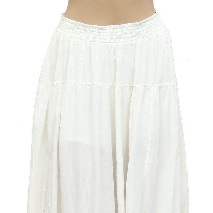 Free People Swiss Dot Asymmetrical Smocked Midi Skirt