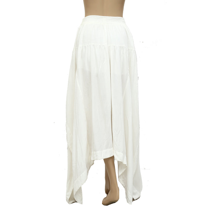 Free People Swiss Dot Asymmetrical Smocked Midi Skirt