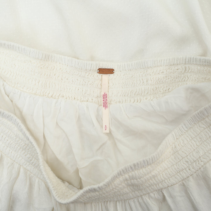 Free People Swiss Dot Asymmetrical Smocked Midi Skirt