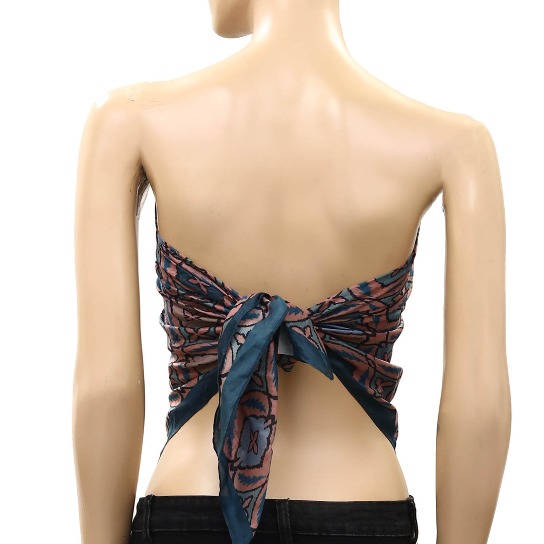Free People So Silk Printed Bandana Scarf Tube Top Wrap Belt