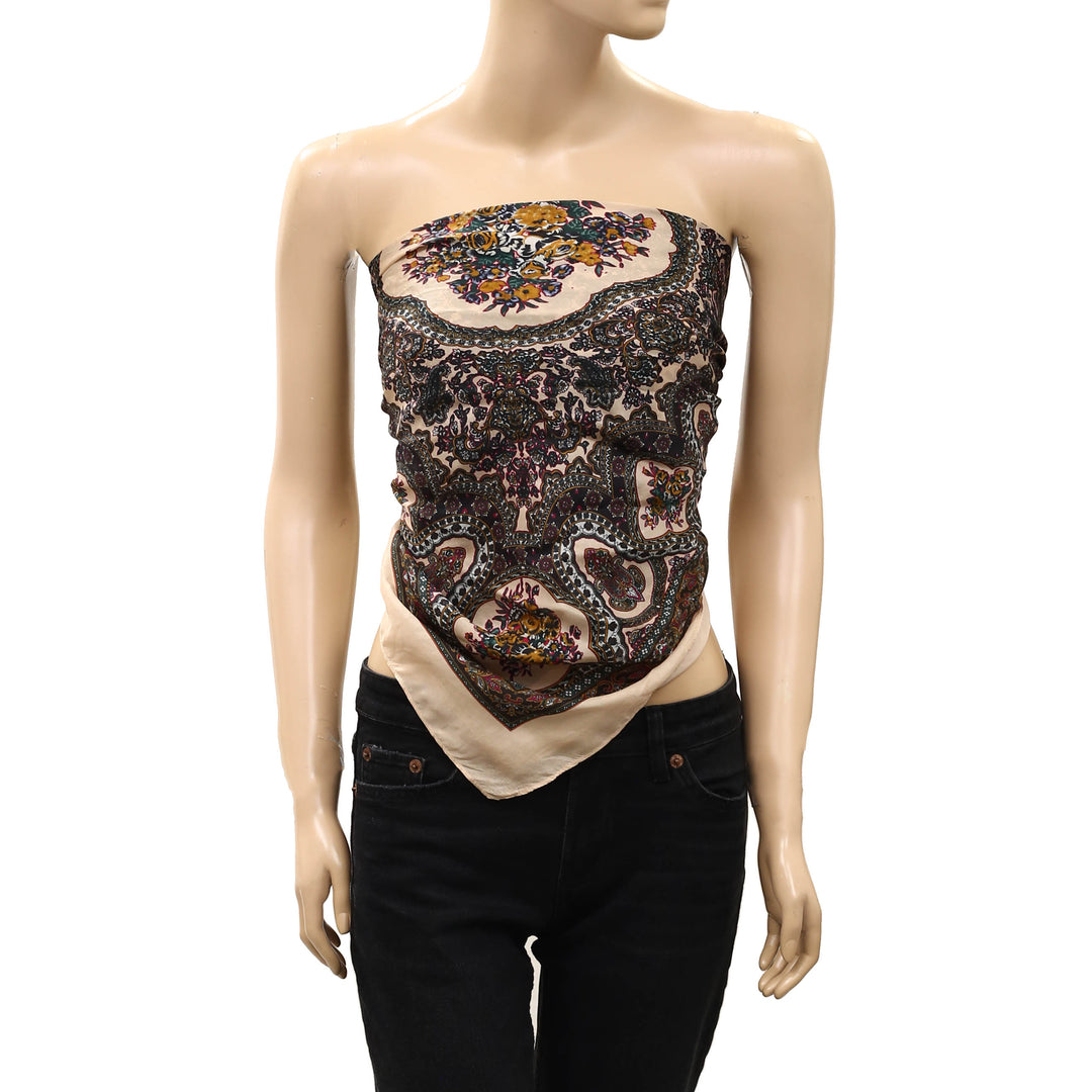 Free People So Silk Printed Bandana Scarf Tube Top Wrap Belt