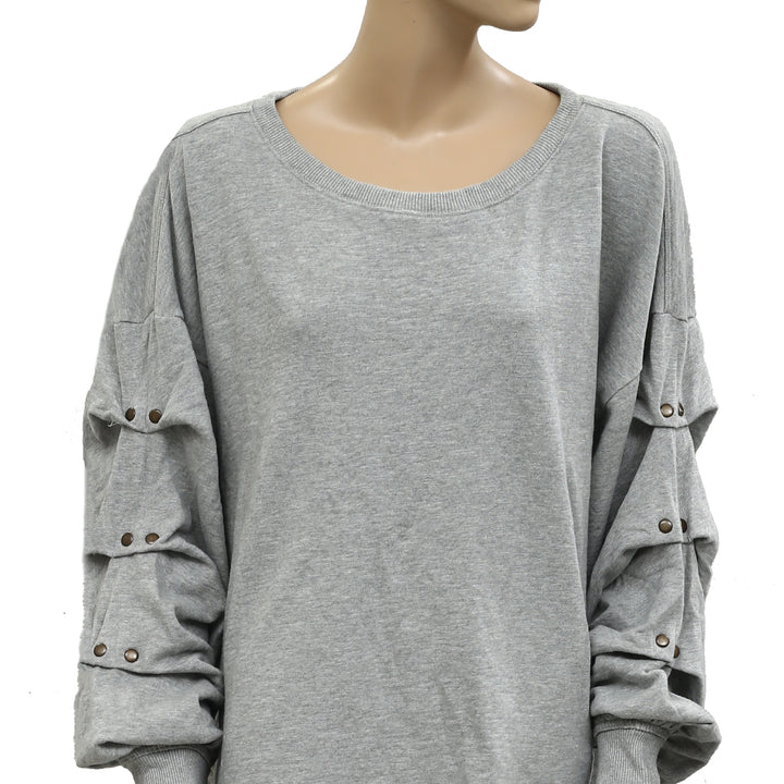 Anthropologie Pilcro Tucked-Sleeve Pullover Sweatshirt Top
