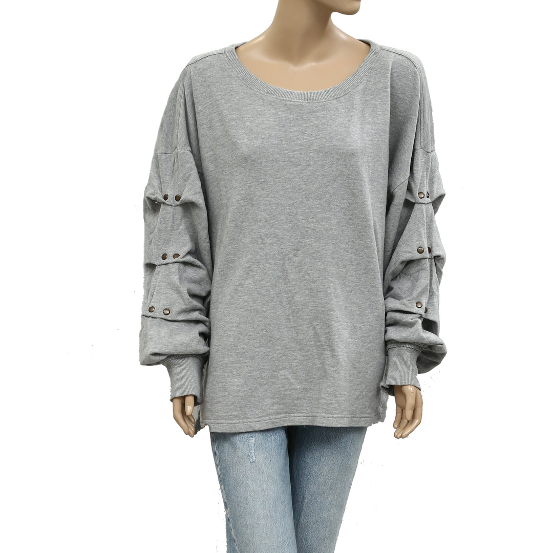 Anthropologie Pilcro Tucked-Sleeve Pullover Sweatshirt Top