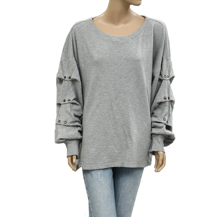 Anthropologie Pilcro Tucked-Sleeve Pullover Sweatshirt Top