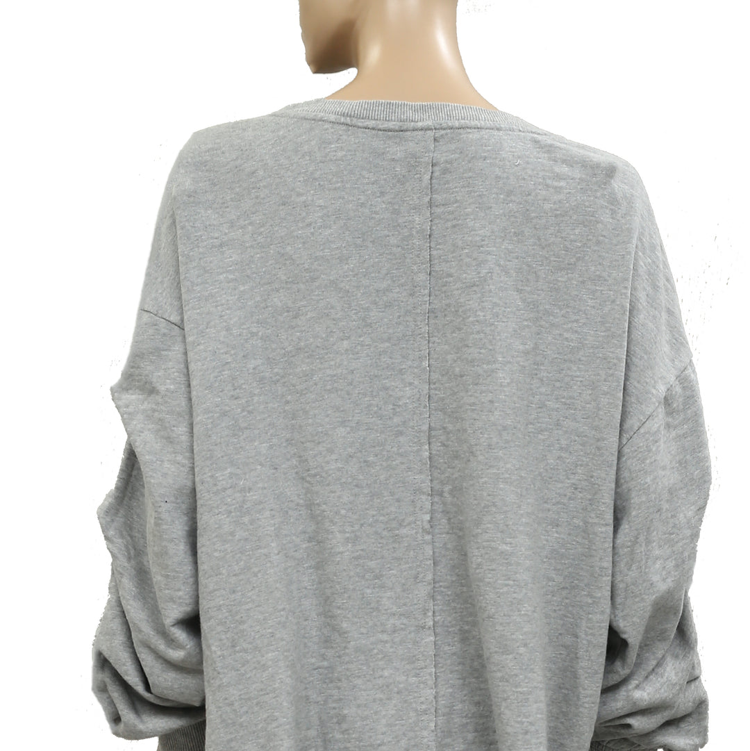 Anthropologie Pilcro Tucked-Sleeve Pullover Sweatshirt Top