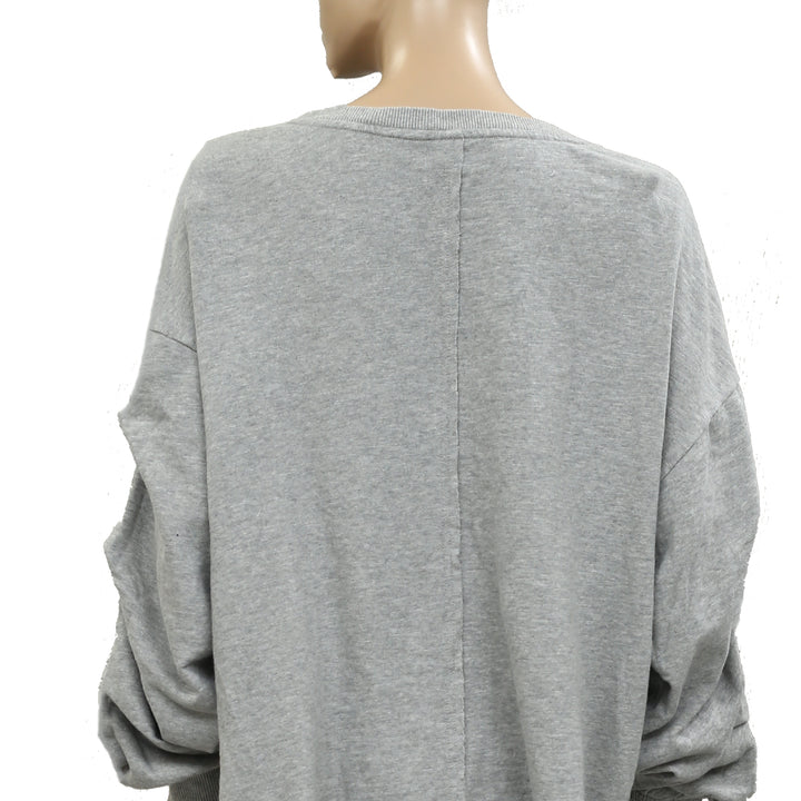 Anthropologie Pilcro Tucked-Sleeve Pullover Sweatshirt Top