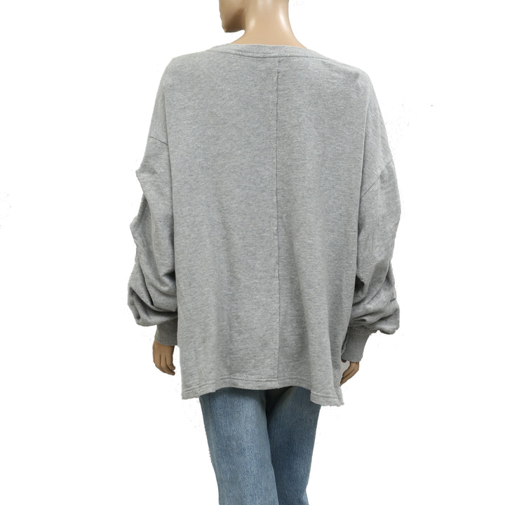 Anthropologie Pilcro Tucked-Sleeve Pullover Sweatshirt Top
