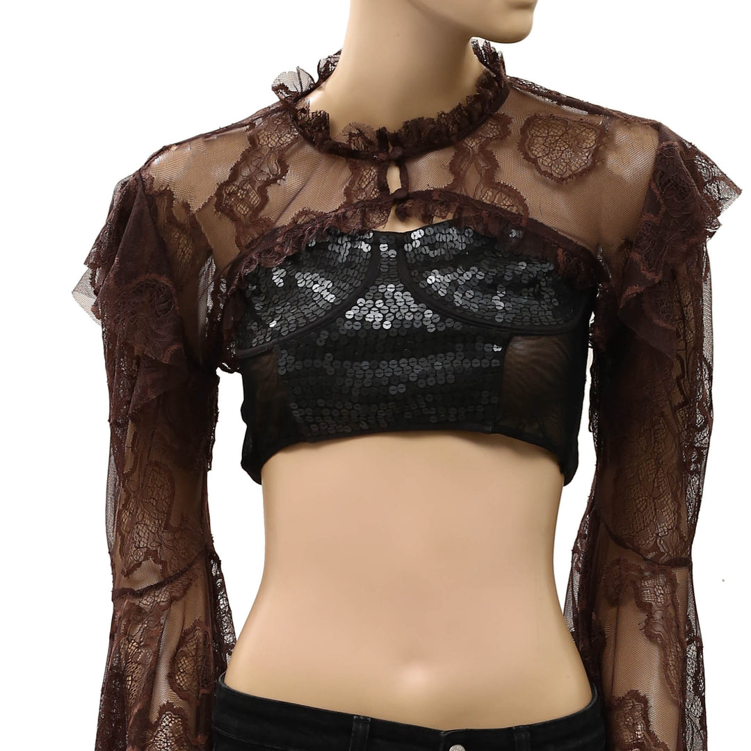 Free People Willow Lace Bolero Shrug Cropped Top
