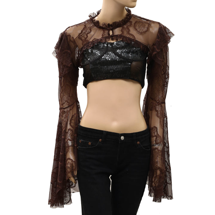 Free People Willow Lace Bolero Shrug Cropped Top