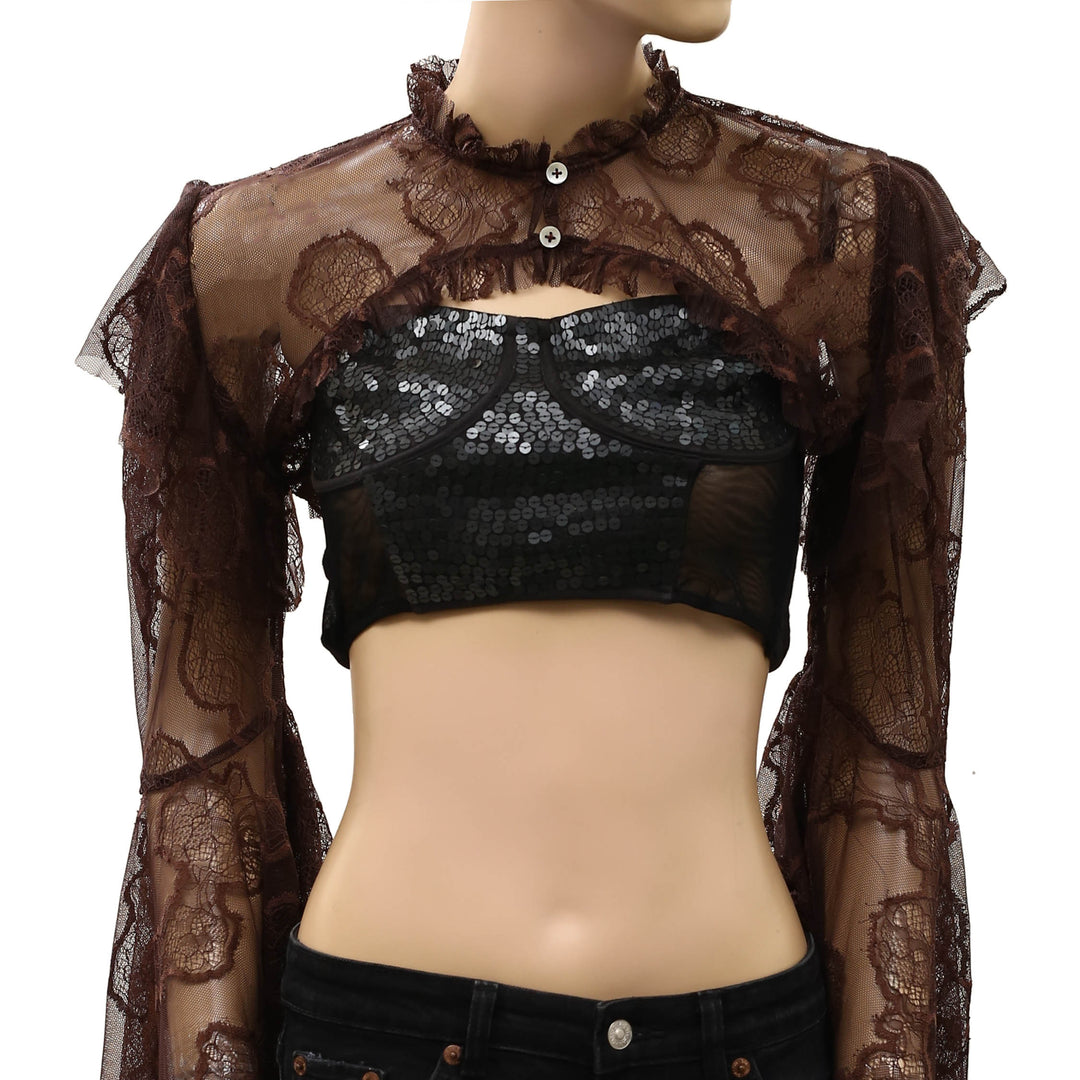 Free People Willow Lace Bolero Shrug Cropped Top