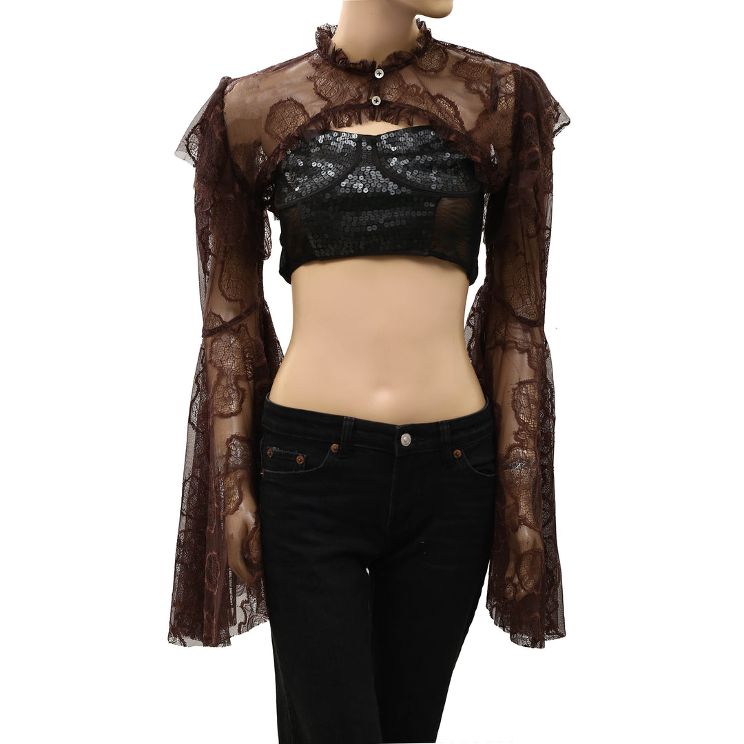 Free People Willow Lace Bolero Shrug Cropped Top