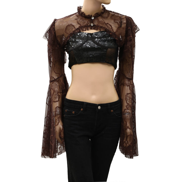 Free People Willow Lace Bolero Shrug Cropped Top